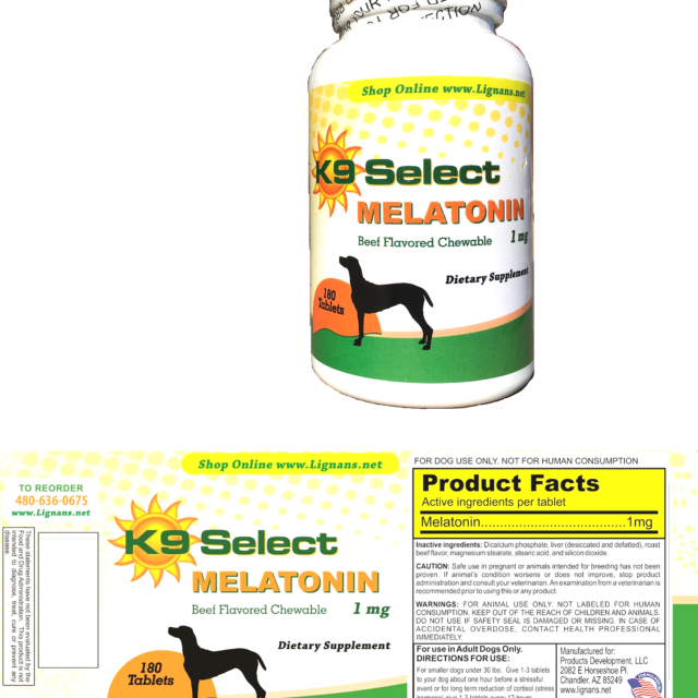 K9 Select Melatonin for Dogs 1 MG Chewable Beef Flavor 180 ...