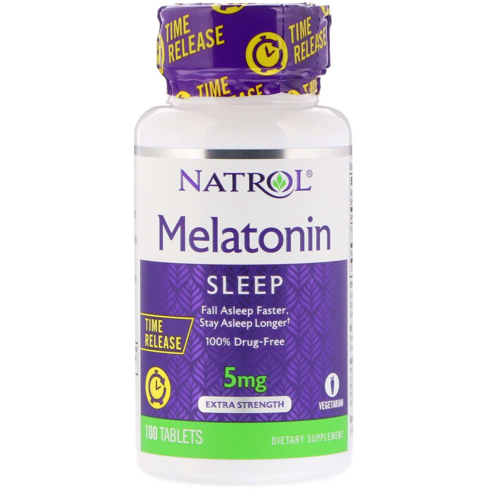 Natrol, Melatonin, Time Release, Extra Strength, 5 mg, 100 ...