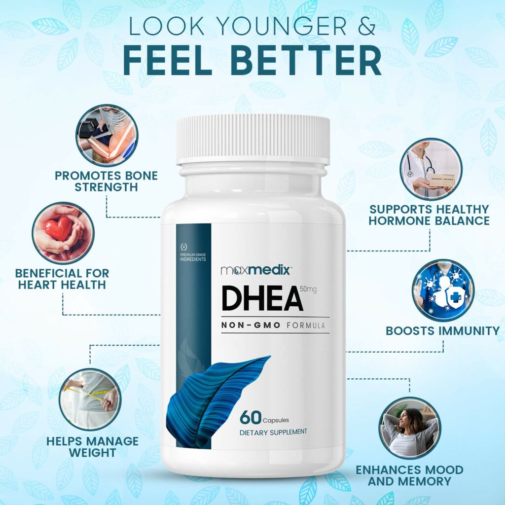 Natural 50mg Pure DHEA Supplement, 2 Month Supply  Promotes Hormone ...