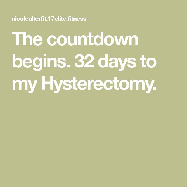 The countdown begins. 32 days to my Hysterectomy.