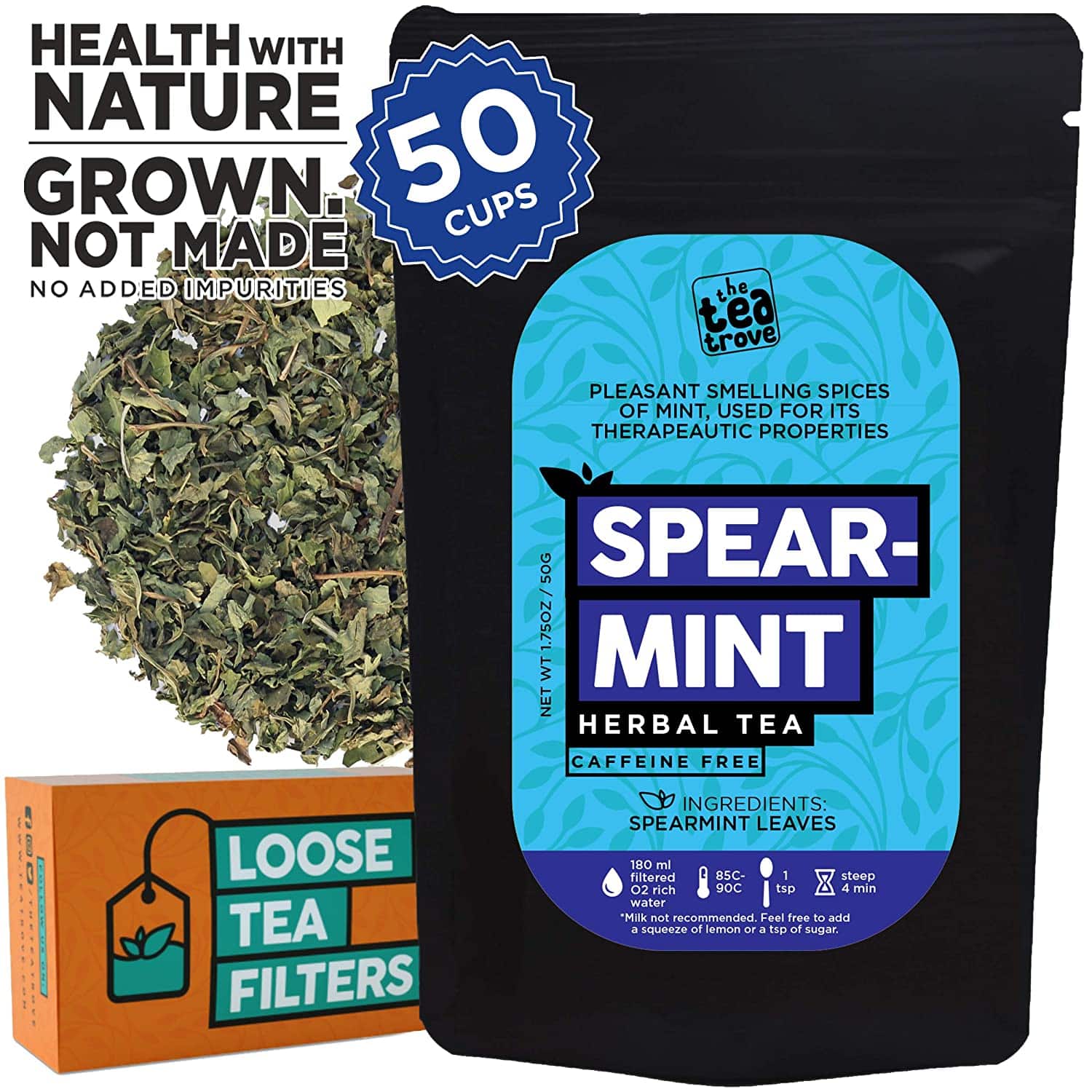 The Tea Trove Spearmint Tea Loose Leaf with Loose Tea Filter Help Cure ...